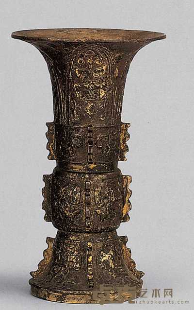 17世纪早期 鎏金铜觚 高21cm